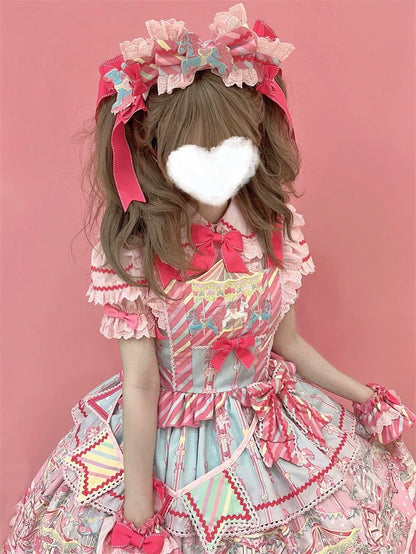 Letters from Unknown Star - Candy Park - Sweet Lolita Print Jumper Dress