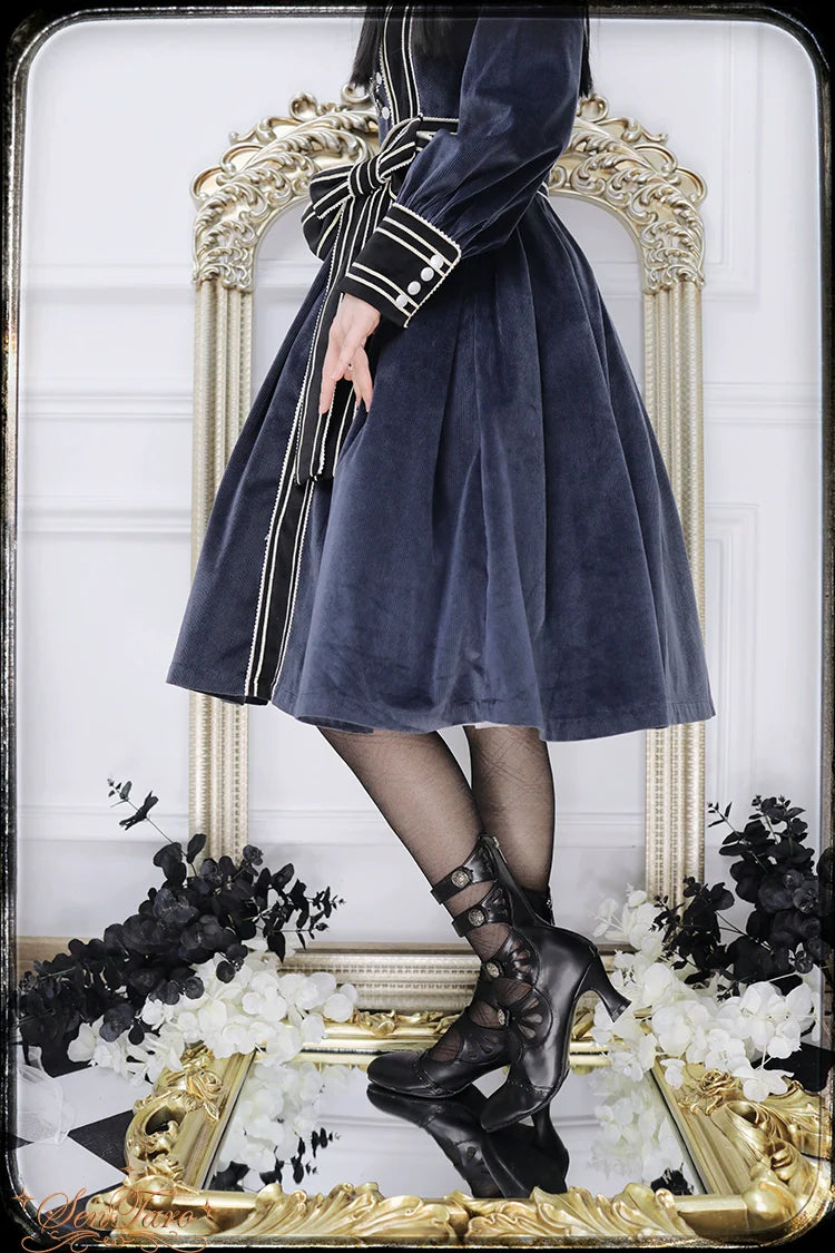 Sentaro - Floral Carved - Vintage Lolita Shoes Mary Jane Hollow-out Ankle Boots