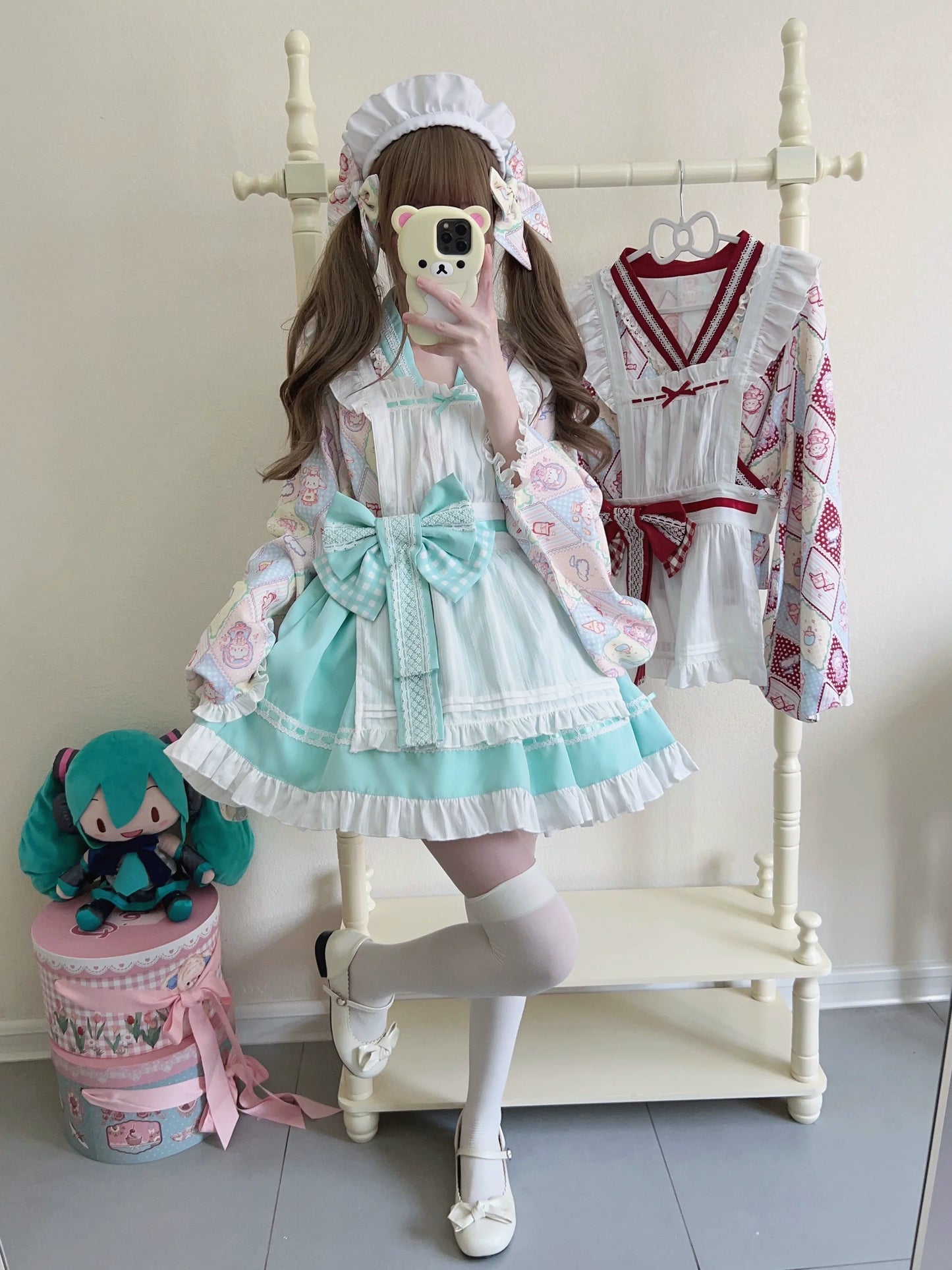 Sugar Girl - Showa Sweetness - Maid Wa Lolita Skirt Set Cute Summer Lolita Bow Apron