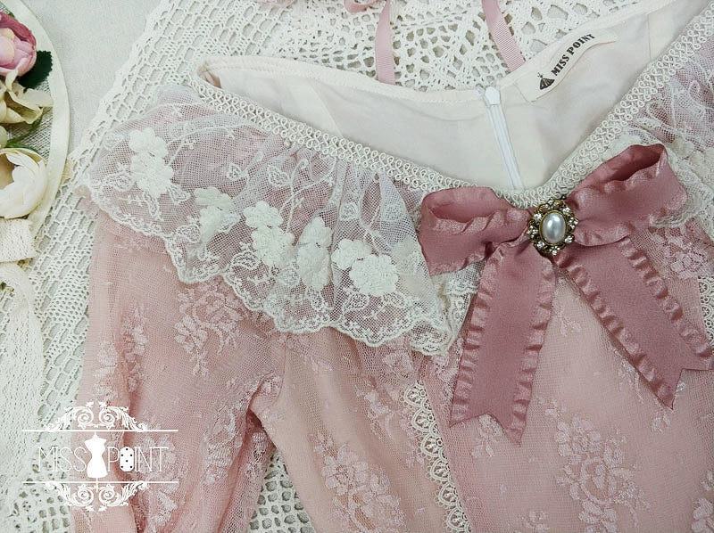 Miss Point - Dawn Girl - Reto Elegant lolita OP Dress Lace Long Sleeve