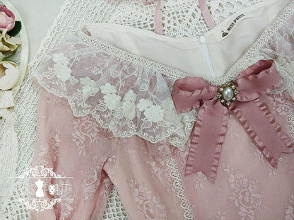 Miss Point - Dawn Girl - Reto Elegant lolita OP Dress Lace Long Sleeve