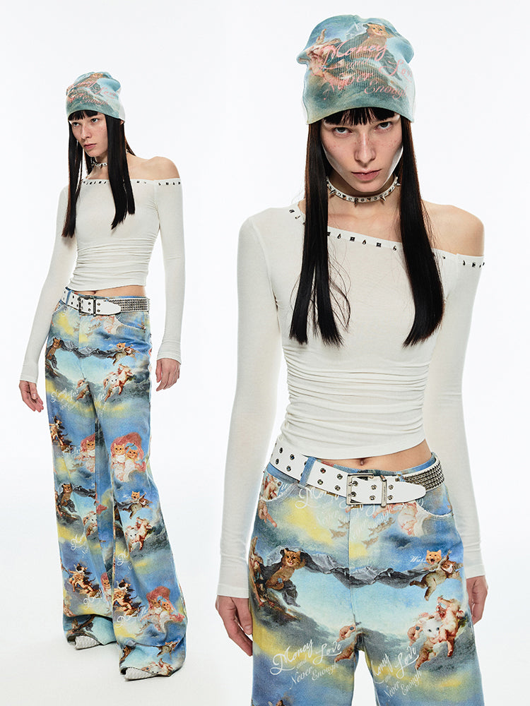 Off-shoulder slim tops【s0000007040】