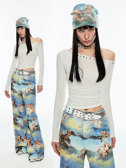 Off-shoulder slim tops【s0000007040】