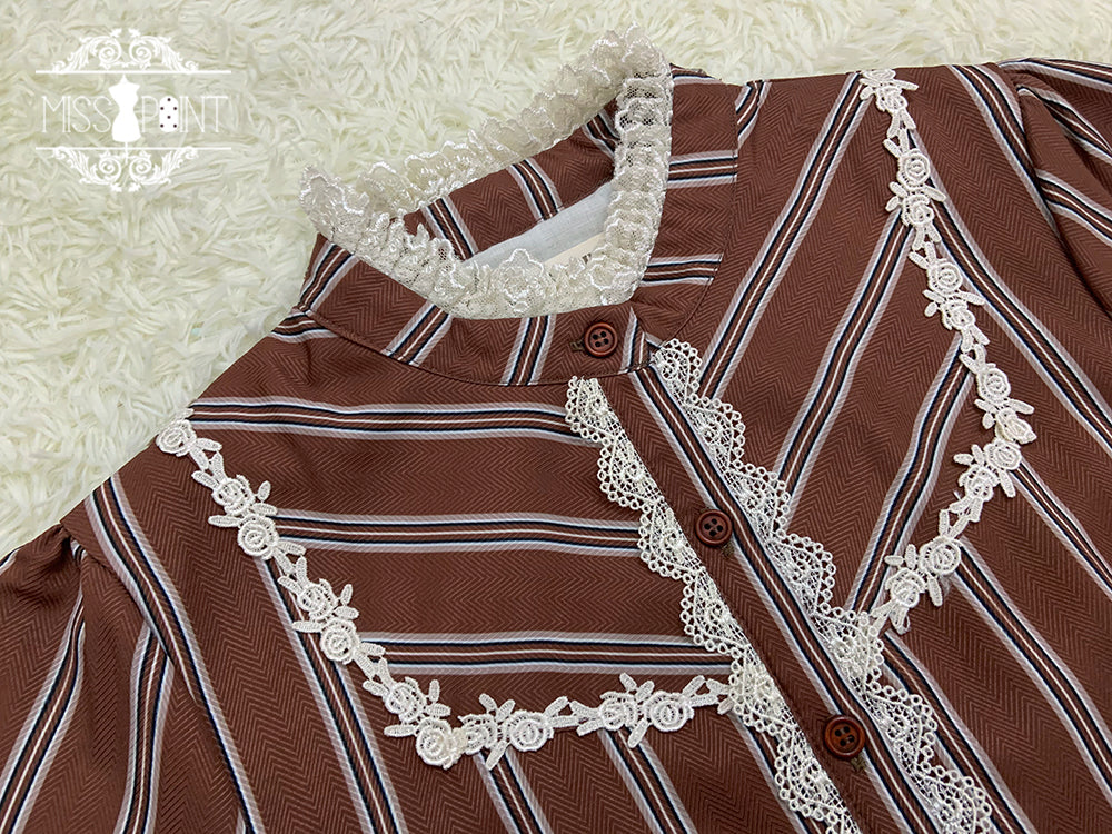 Miss Point - Chocolate Daily Light Sweet Stripe Lolita Blouse