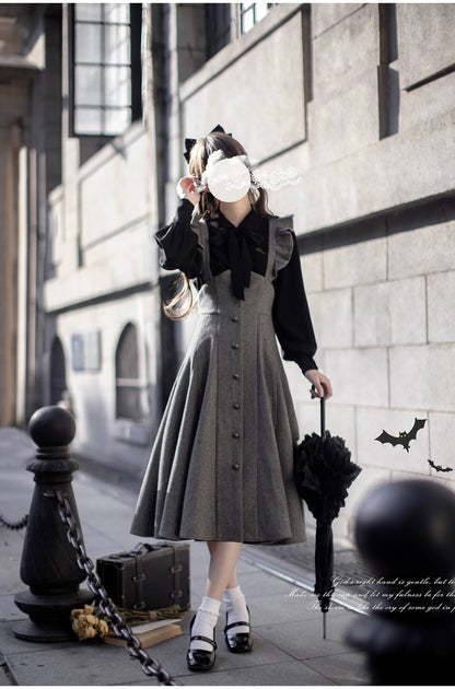 HuTaoMuJK - Serena - Elegant Woolen Lolita JSK Dress Set