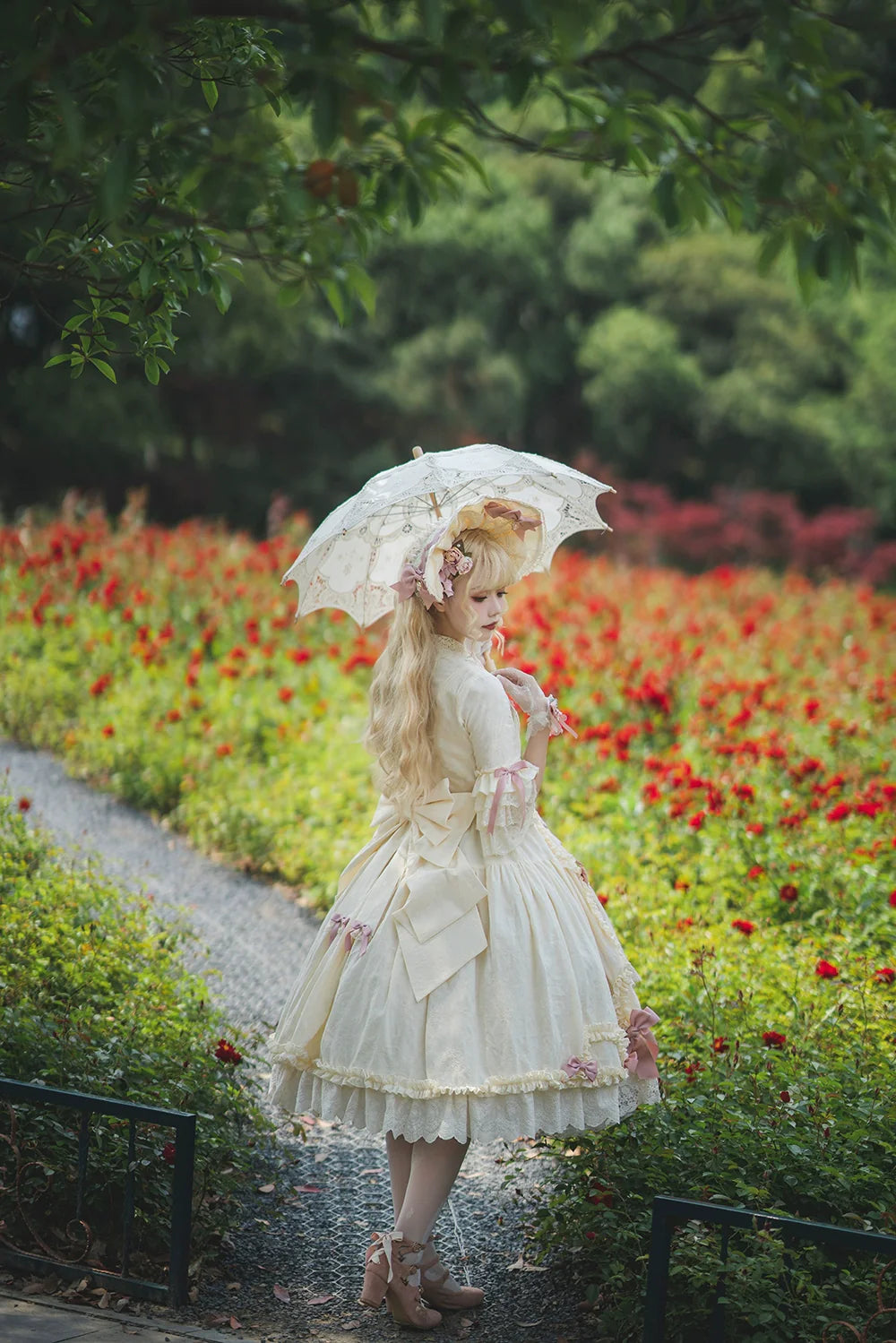 Miss Point - Lilyka Garden - Classic Lolita OP Dress Set Elegant Floral Wall Princess Sleeve