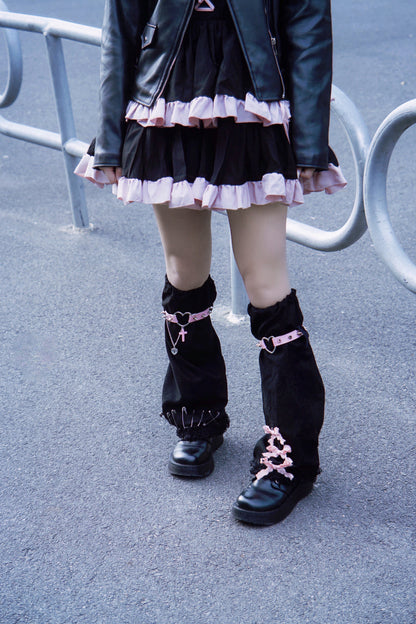 Strange Sugar - Gothic Suede Warm Leg Cover Black Pink