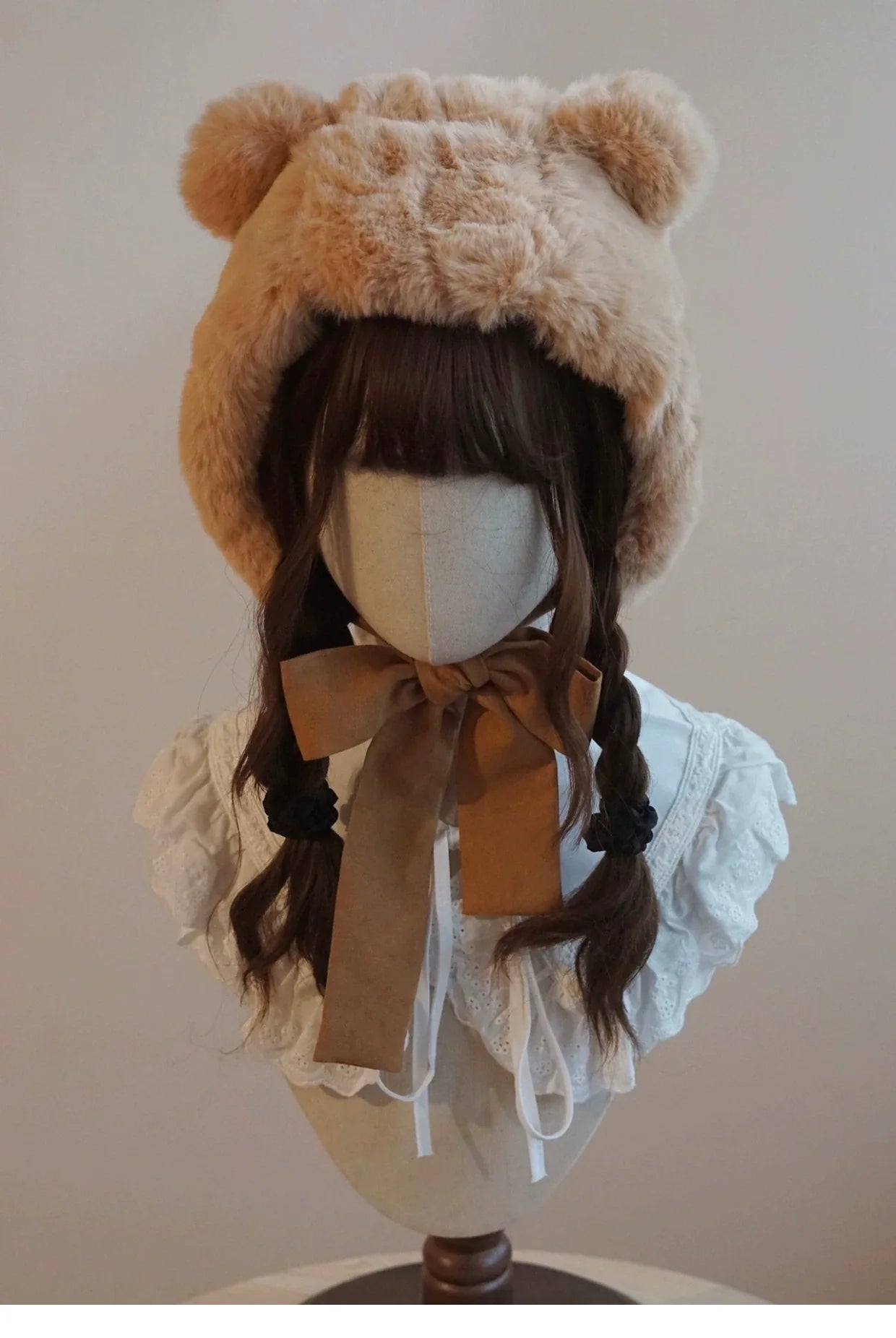Besozealous - Winter Lolita Hat Bear Ears Hooded Hat