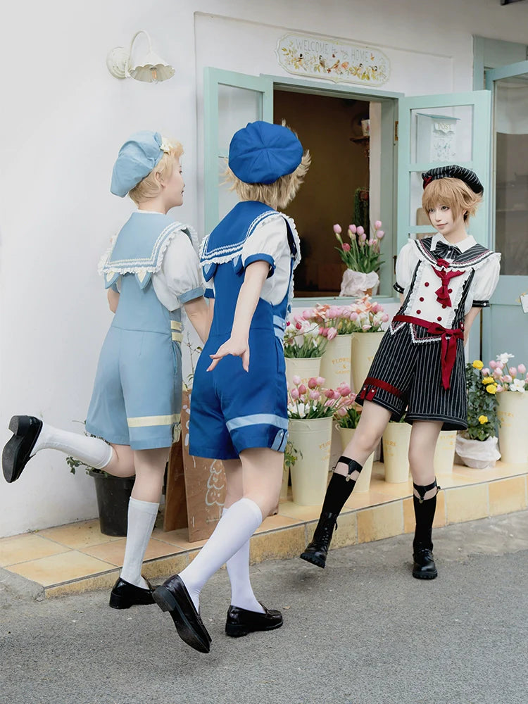 Forest Fluorescent Carps - Small Animal Team - Ouji Lolita Suit Male Lolita Shirt Shorts