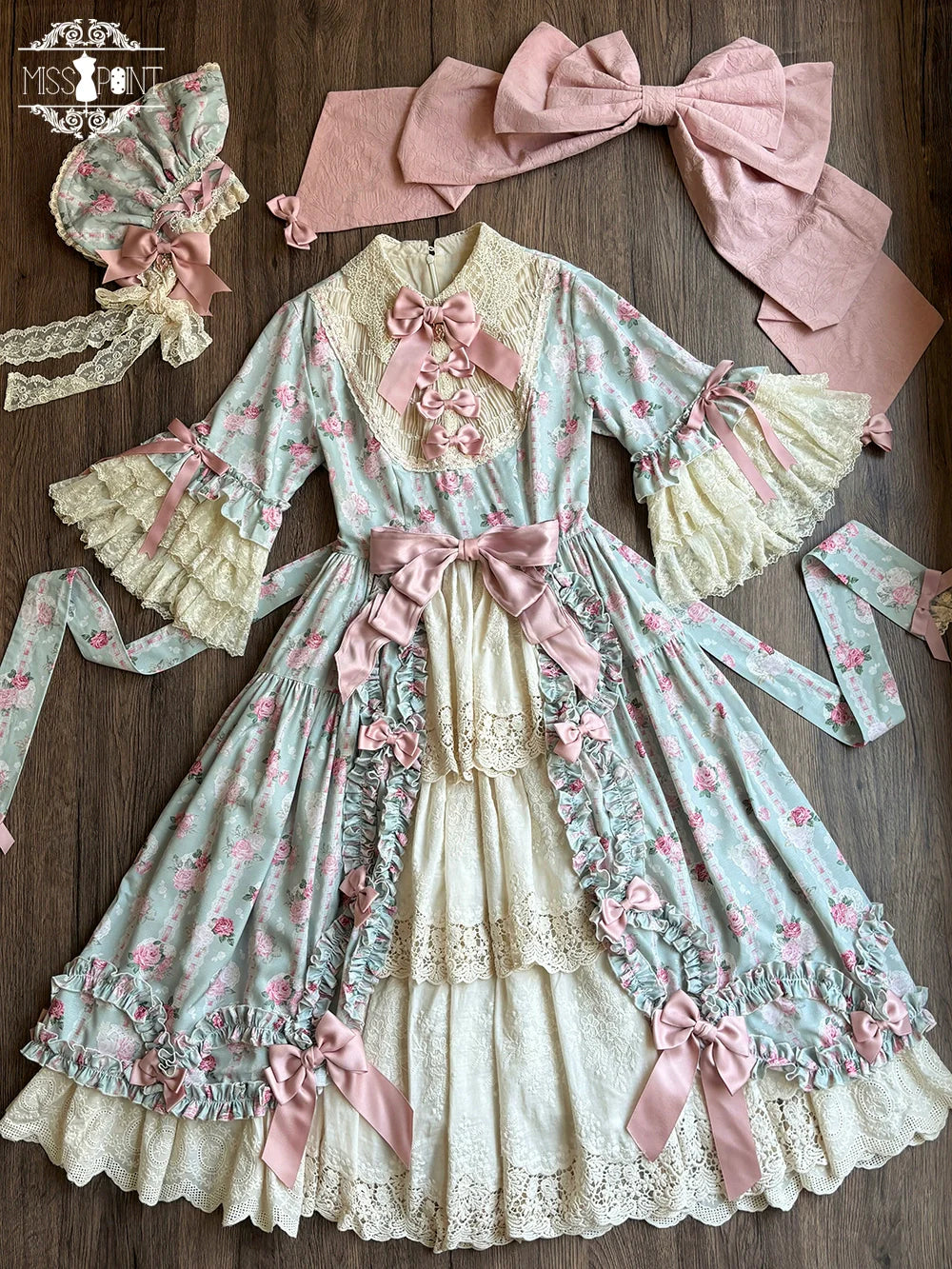 Miss Point - Lilyka Garden - Classic Lolita OP Dress Set Elegant Floral Wall Princess Sleeve