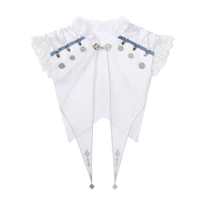 Designer's Gift - Blue Dragon Bone - Ouji Lolita Shorts Suit with Embroidery and Trailing