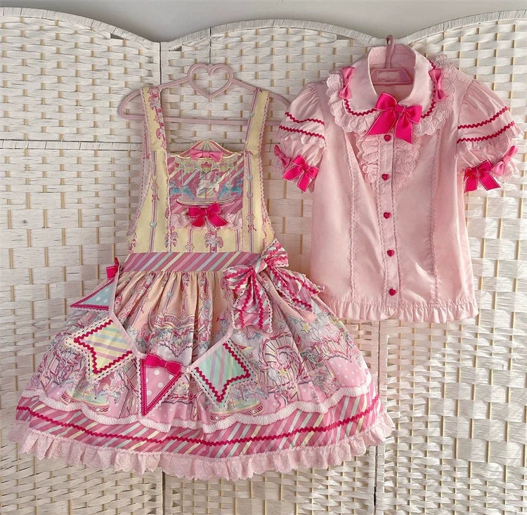 Letters from Unknown Star - Candy Park - Sweet Lolita Print Jumper Dress