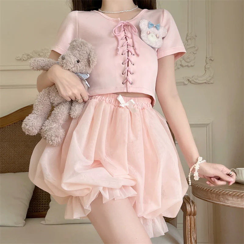 Sugar Girl - Casual Lolita Bloomer Solid Color Organza Shorts Bloomers