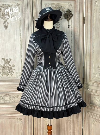 Miss Point - Classical Chocolate - Classic Lolita Jacket Elegant Striped Short Outwear