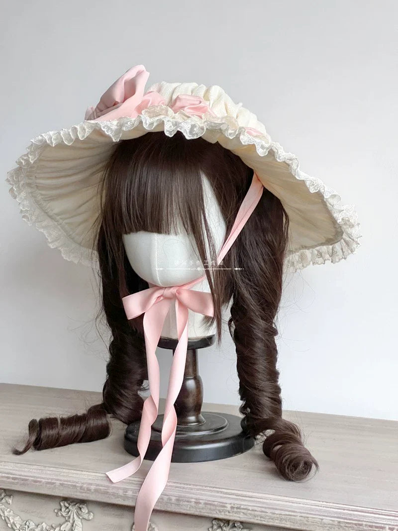 MAID - Vintage Lolita Hat Striped Lace Hat