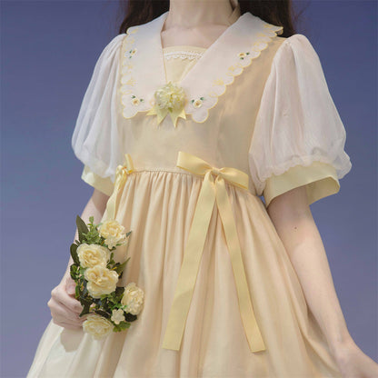 EESSILY - Afternoon Courtryard - Kawaii Lolita Summer Embroidery OP