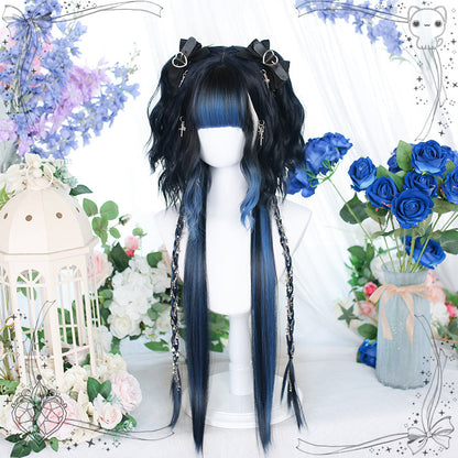 Dalao Home - Water Blue - Long Straight Gradient Princess Cut Wig