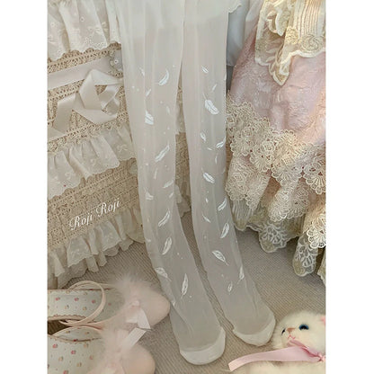 Roji Roji - Sweet Lolita Tights Women Feather Print Pantyhose