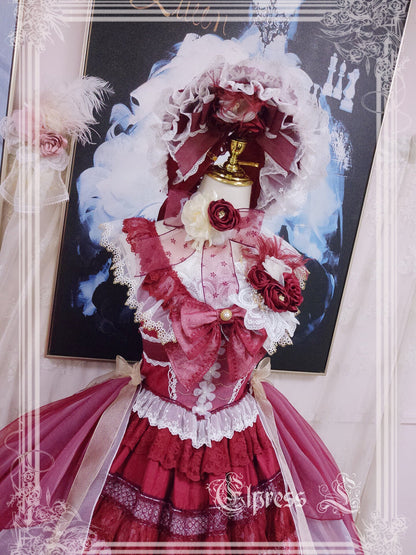 Elpress L - Christmas Flower Hairpins Lolita Mesh Veil KC Bonnet