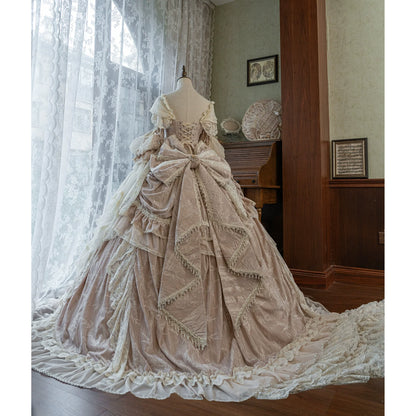 Guaji - Isabella - Wedding Lolita OP Bridal Dress with Tiered Petticoat and Trailing