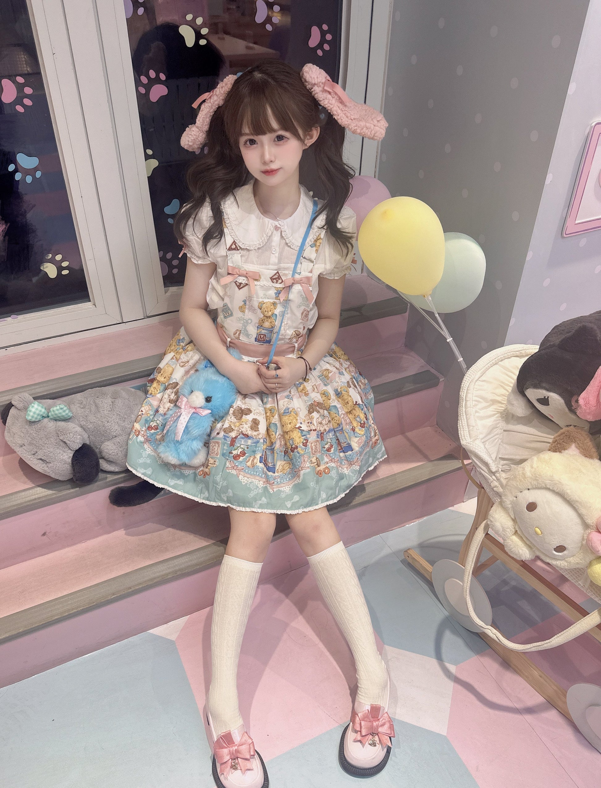 Walnut Museum - Toy Anniversary - Kawaii Lolita Dress Suit Bear Print JSK and Salopette