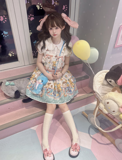 Walnut Museum - Toy Anniversary - Kawaii Lolita Dress Suit Bear Print JSK and Salopette