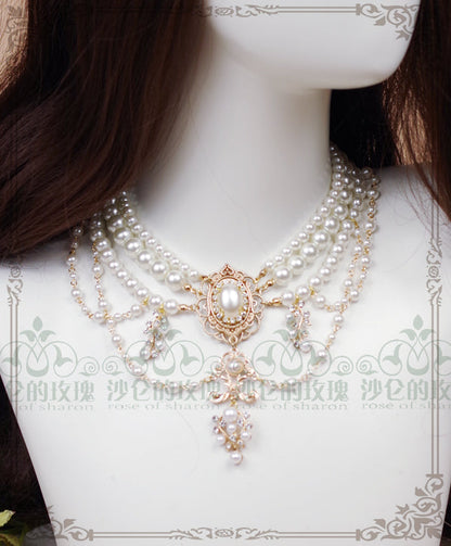 Rose of Sharon - Baroque Layered Pearl Lolita Necklace
