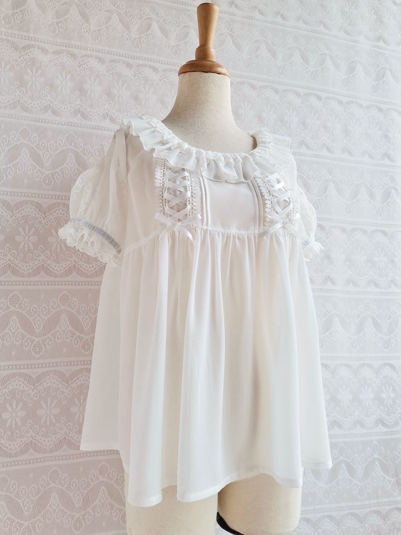 Yilia - Elegant Lolita Summer Short Sleeve Blouse