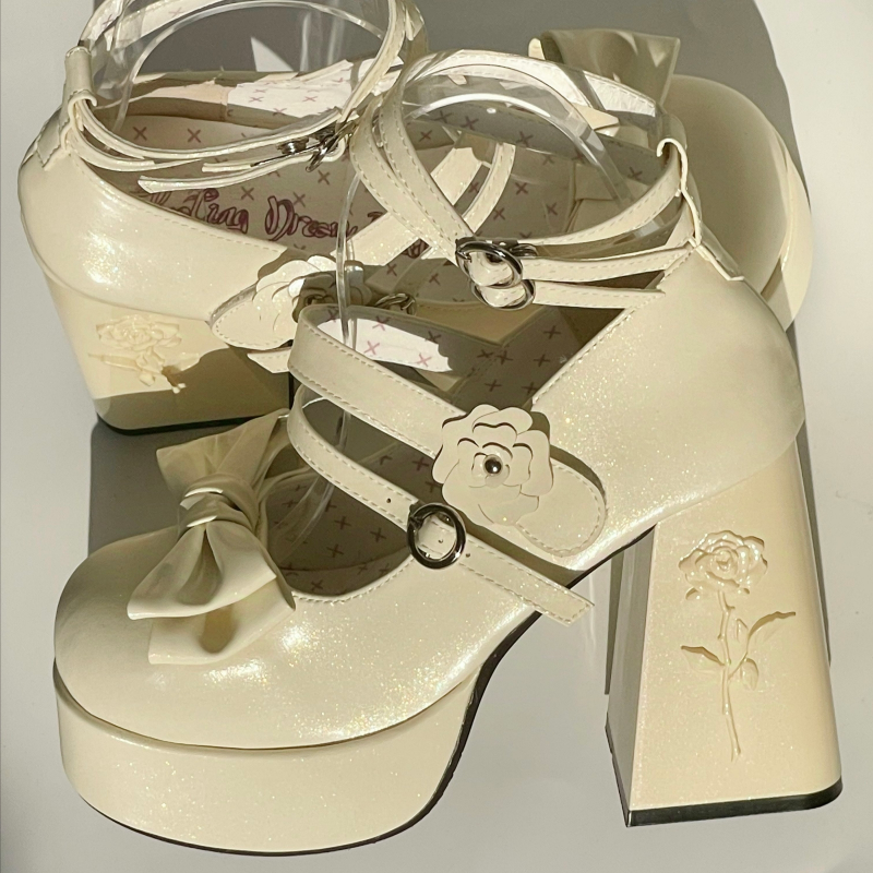 Dreamland - Whispers of the Rose - Daily Lolita Platform Heels Shoes with Relief Rose