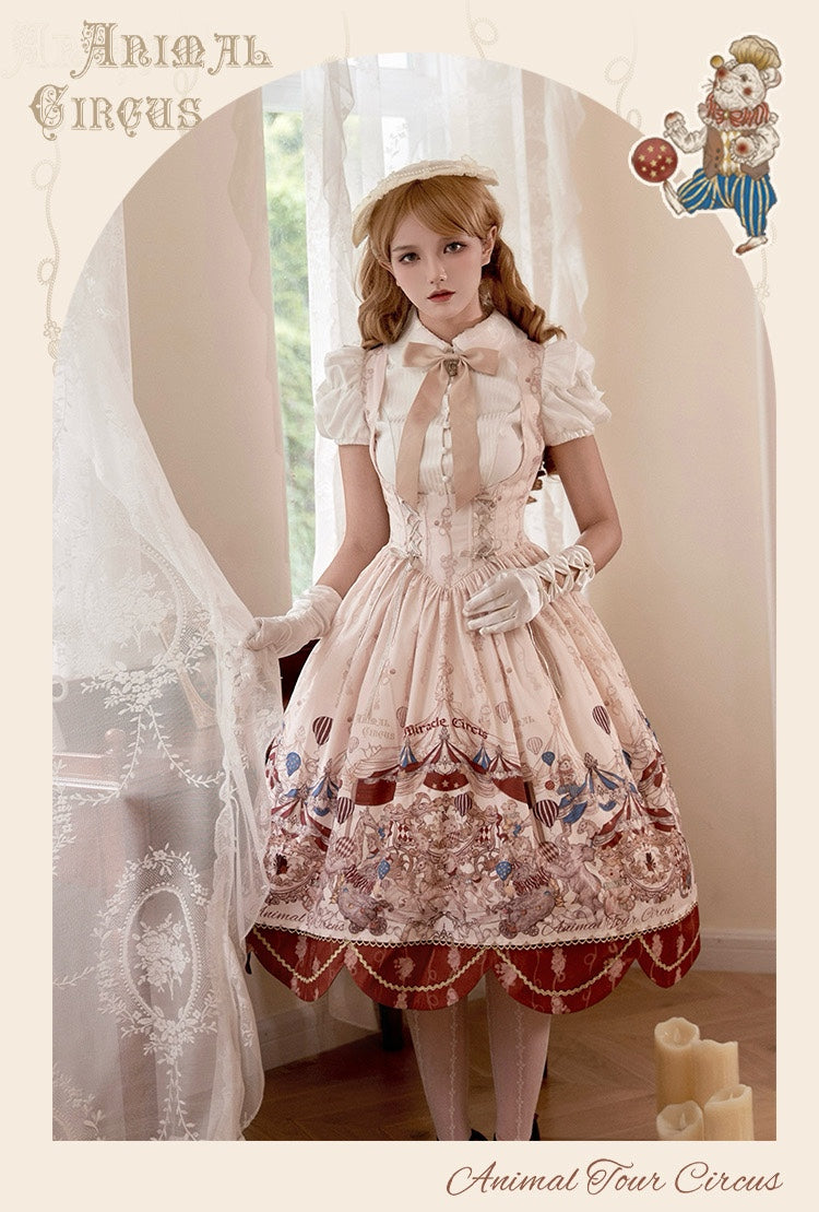 Akiyama Future Studio - Miracle Circus - Kawaii Lolita Dress Bust-Supporting JSK with Circus Prints