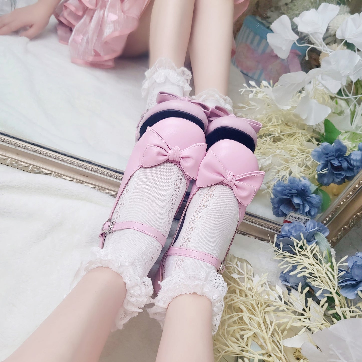 Sosic - Kawaii Lolita Bow Falt Shoes