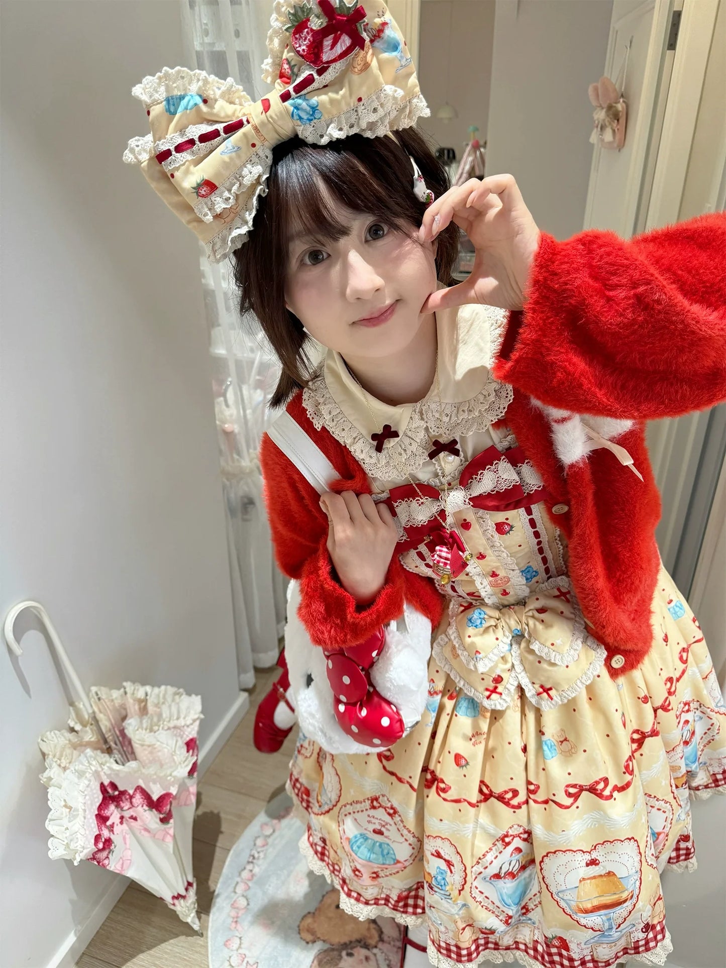 DreamWhale - Showa Dessert Showcase - Kawaii Lolita Dress Suit Pudding-Inspired JSK/Salopette