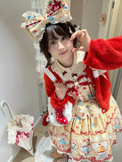 DreamWhale - Showa Dessert Showcase - Kawaii Lolita Dress Suit Pudding-Inspired JSK/Salopette
