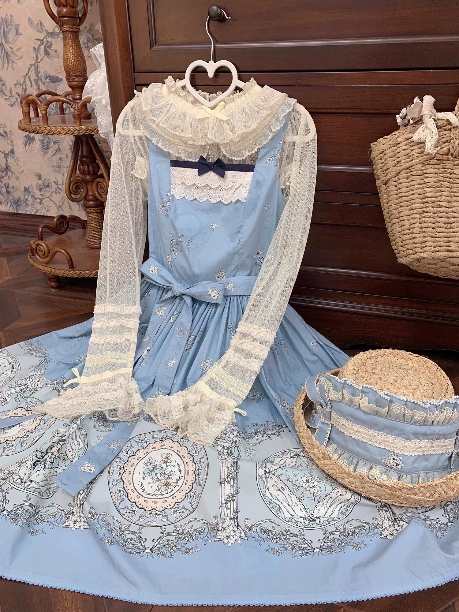 DreamWhale - Small Porcelain Plate - Classic Lolita JSK Printed Dress