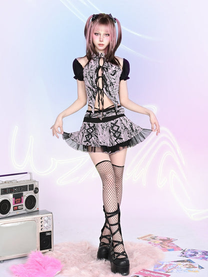 Puff sleeve strap top & arm sleeve【s0000002454】