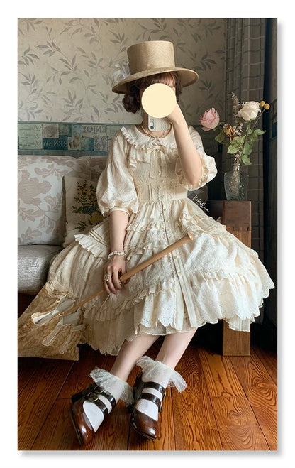 Forest Song - Daily Lolita Shirt Apricot Embroidered Blouse