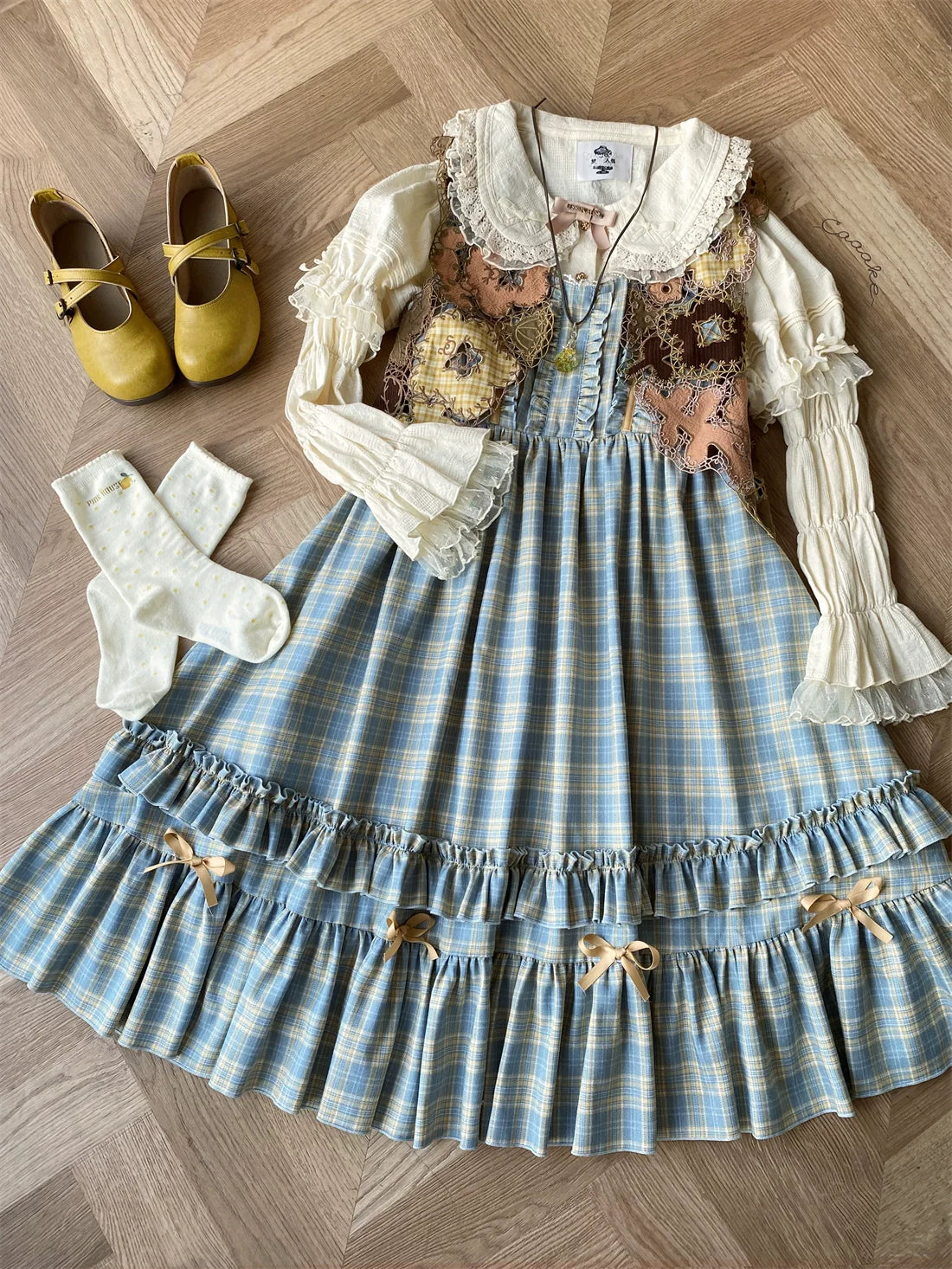 EESSILY - Green Fairy Tales - Classic Lolita Plaid JSK Plus Size Lolita Dress