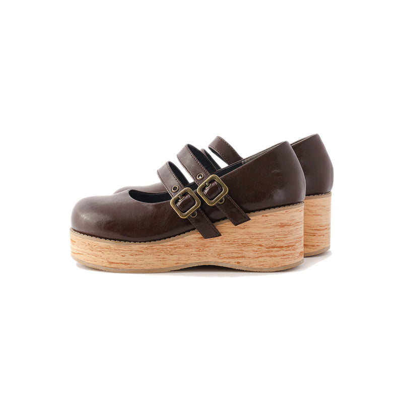 MODO - Retro Lolita Round Toe Wood Bottom Shoes