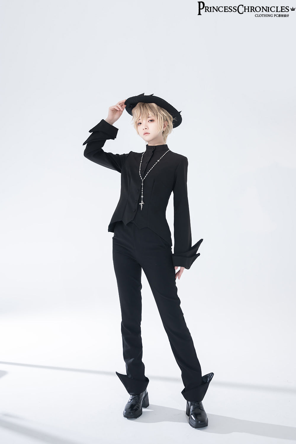 Princess Chronicles - Yan Ye - Ouji Lolita Black Shirt, Irregular Hem