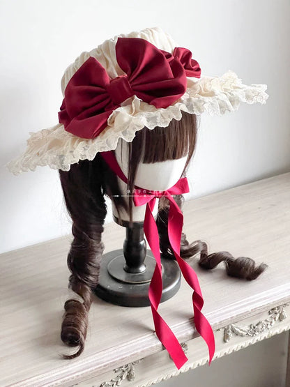 MAID - Vintage Lolita Hat Striped Lace Hat