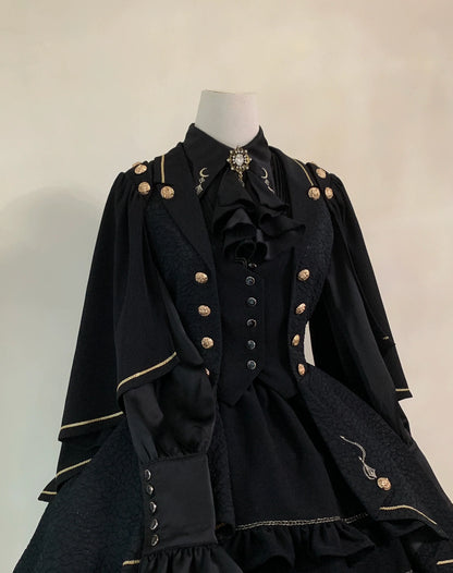 SilentMars - Law of the Fallen Moon - Retro Lolita Vest Coat Suit Knight Style Skirt