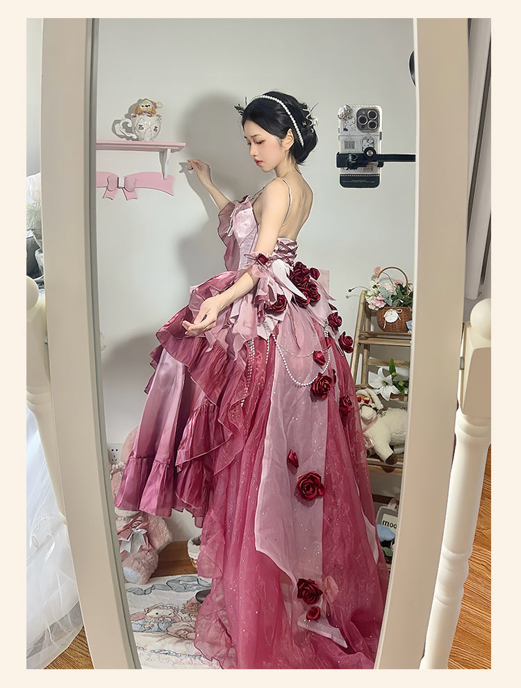 Meowing and Fruity - Swan Wonderland - Fairy Lolita JSK with High-Low Hem