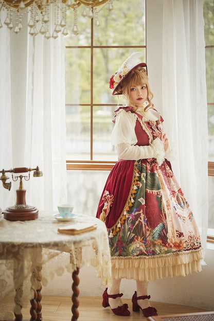 Miss Point - Kaleidoscope - Retro Lolita Dress Oil Painting Print JSK Dress Customized