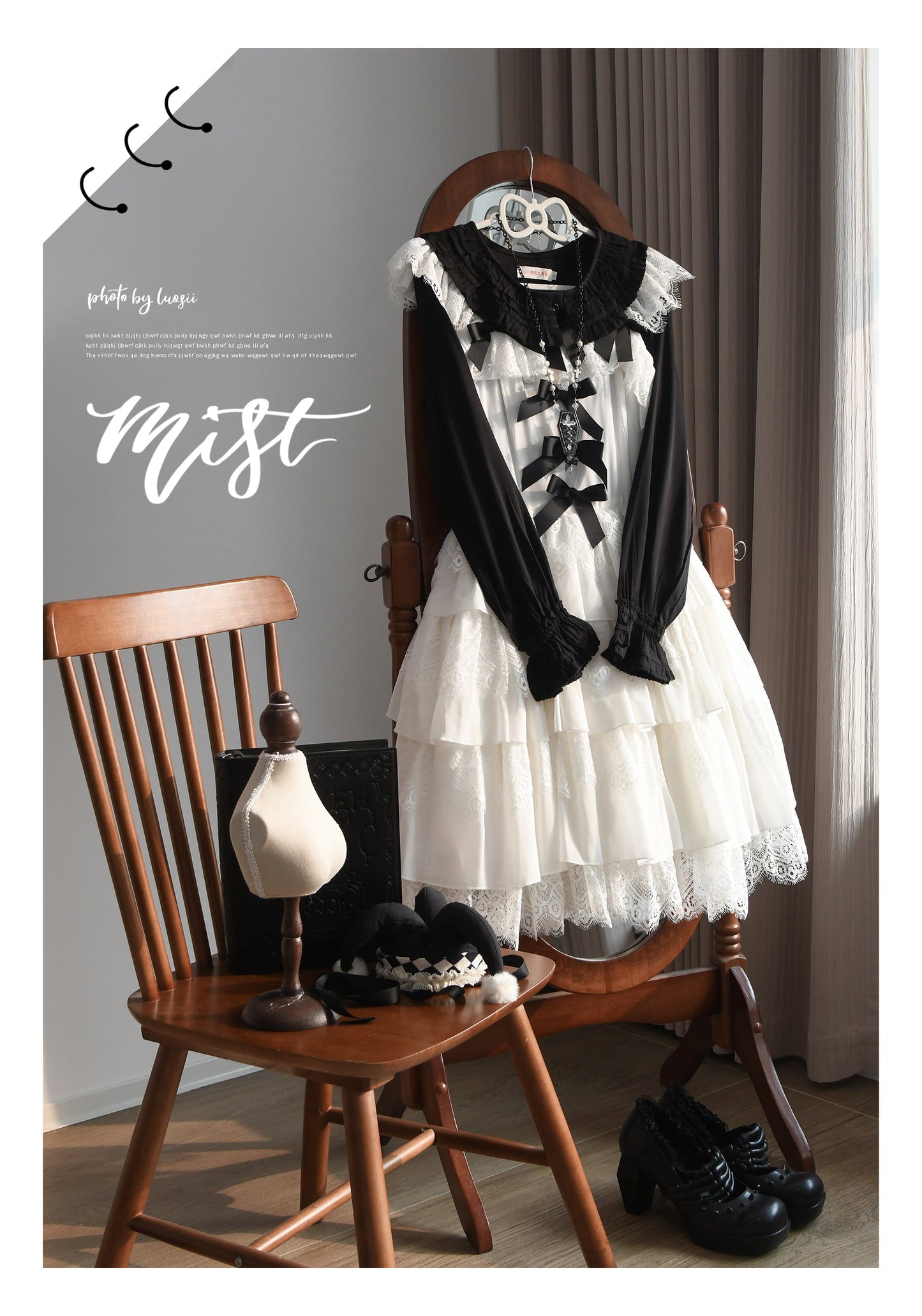 MIST - Wine Drunk Rose - Sweet Cotton Lolita Blouse with Ruffles and Pleats