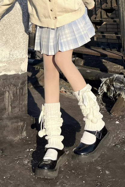 Hua Nai Cat - Cute Lolita Leg Warmers Winter Knitted JK Pile Socks