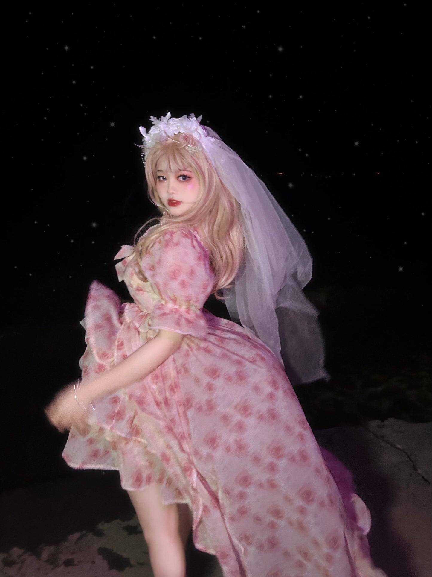 Yingtang - Berlin Rose - Plus Size Lolita Dress Puffy Trailing Floral Print