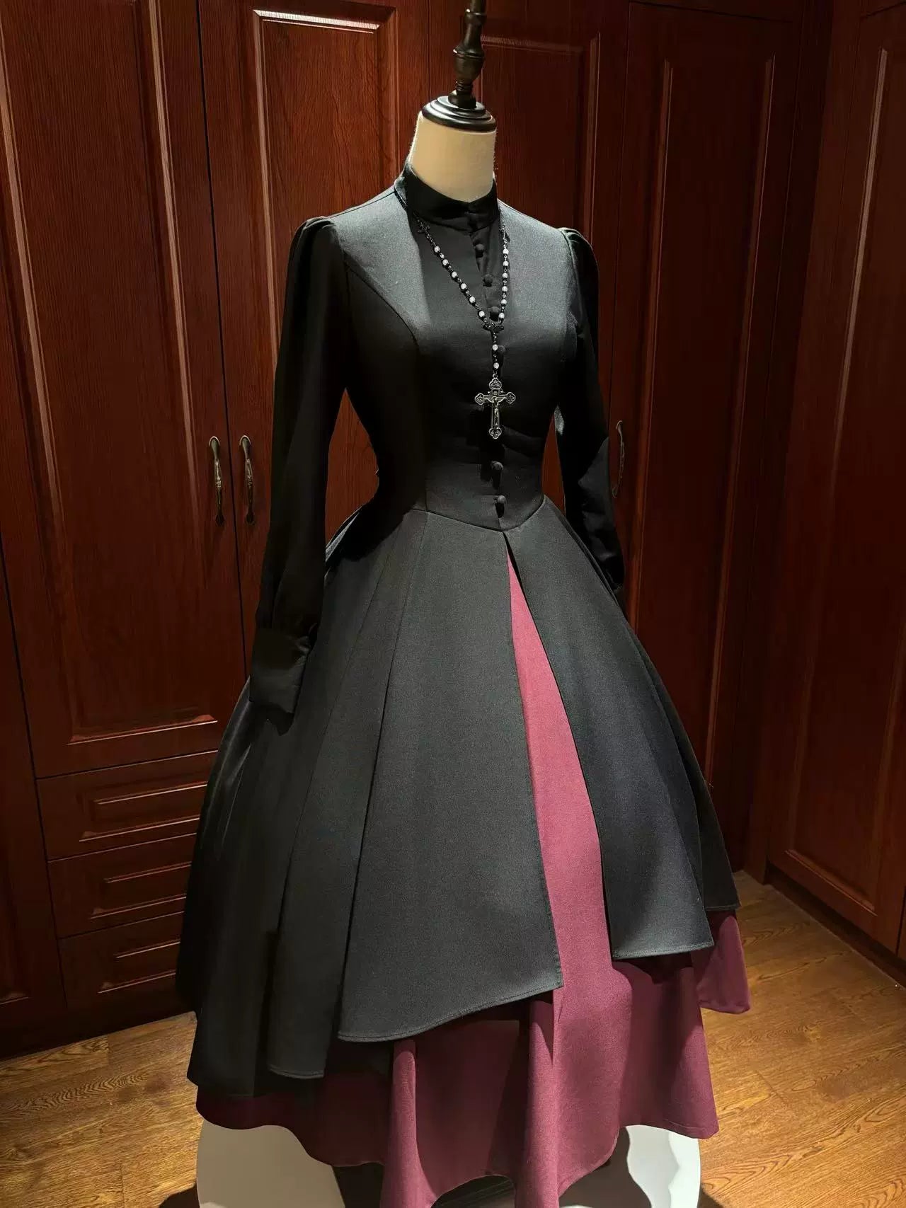 LetterfromGod - Night Watchman - Gothic Lolita OP Dress, Open-Front Hem