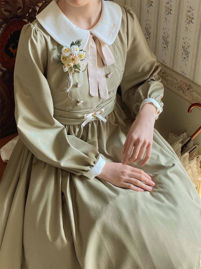 EESSILY - The Spring of Champs Elysees - Elegant Lolita Floral Embroidered OP