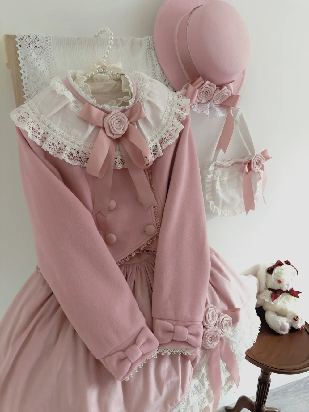 LeMiroir - Winter Solstice - Elegant Lolita Hat, Detachable Collar, Handbag