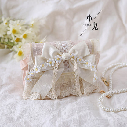 Xiaogui - Elegant Lolita Bag Daisy Pearl Chain Lace Handbag